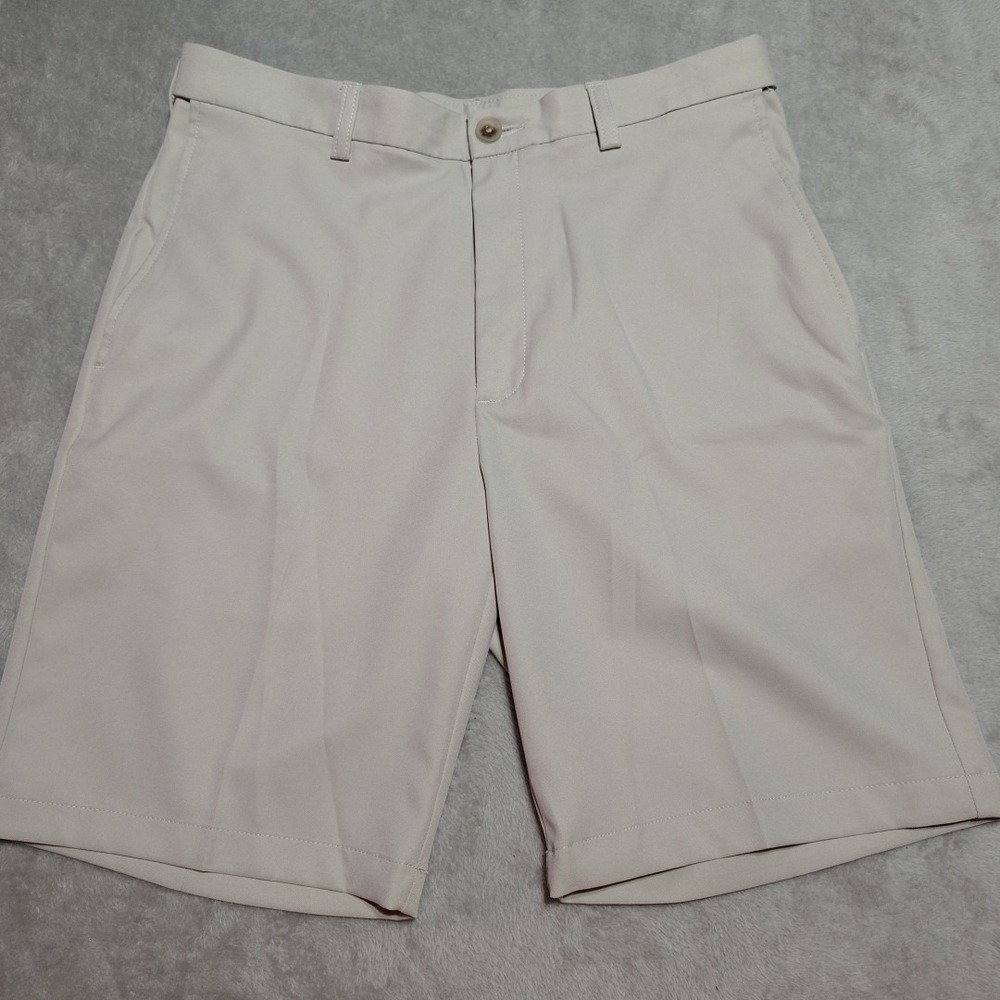Cool 18 Pro Shorts Men Beige Golf Flex Waist Pockets Lightweight Comfort Stretch